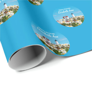 Summer Birthday Nubble Maine Lighthouse Geschenkpapier