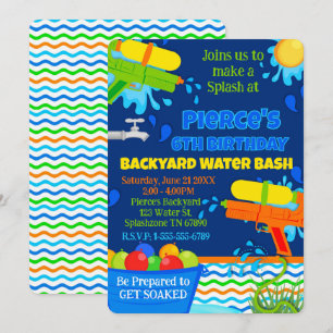 Summer Birthday Party Backyard Water Bash Party Einladung