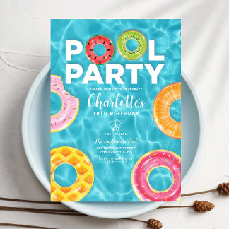 Summer Birthday Pool Party Invitation Einladung