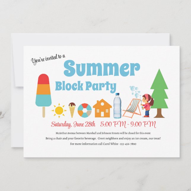 Summer Block Party Einladung (Vorderseite)
