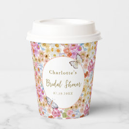 Summer Bloom Floral Butterfly Brautparty Custom Pappbecher