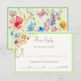 Summer Blooms florale Wedding RSVP Card Karte