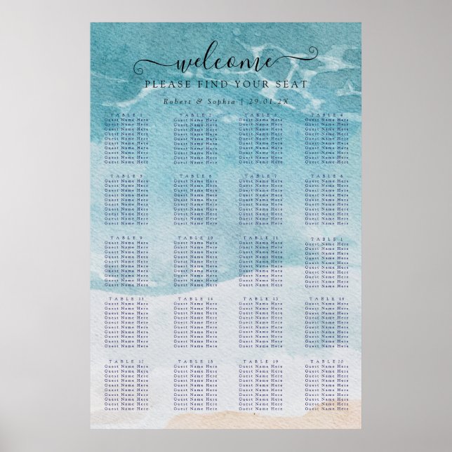 Summer Blue Beach Seekarte Poster (Vorne)