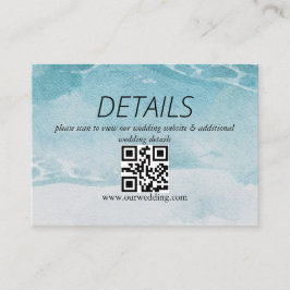 Summer Blue Beach Wedding QR Code Begleitkarte