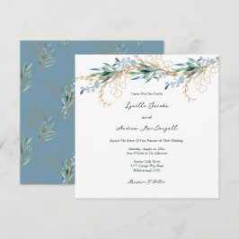 Summer Blue Green Watercolor Blumenhochzeit Einladung