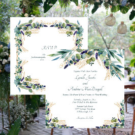 Summer Blue Green Watercolor Blumenhochzeit Einladung