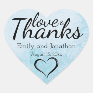 Summer Blue Heart Wedding Cake Box Stickers Custom