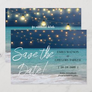 Summer Blue Ocean Beach Hochzeitseinladungen Save The Date