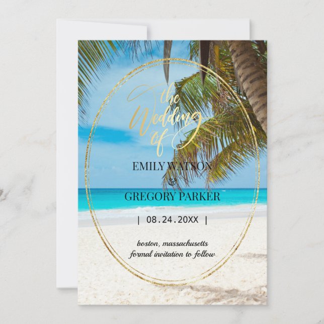 Summer Blue Ocean Beach Mariages Invitations (Devant)