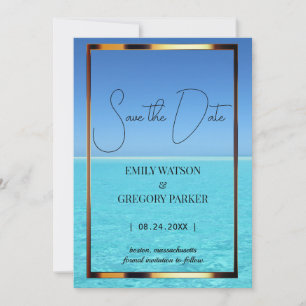 Summer Blue Ocean Beach Mariages Invitations