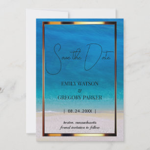 Summer Blue Ocean Beach Mariages Invitations