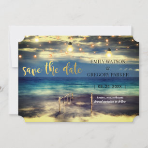 Summer Blue Ocean Beach Mariages Invitations
