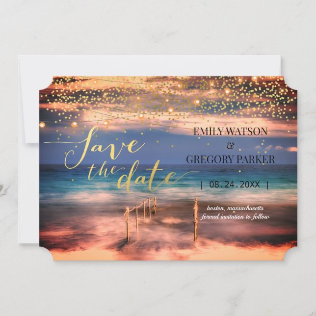 Summer Blue Ocean Beach Mariages Invitations (Devant)