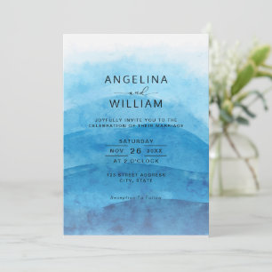 Summer Blue Ocean Watercolor Hochzeit Einladung