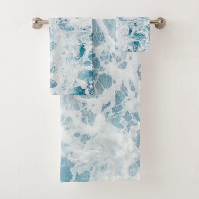 Summer Blue Ocean Wave  Badhandtuch Set (Insitu)