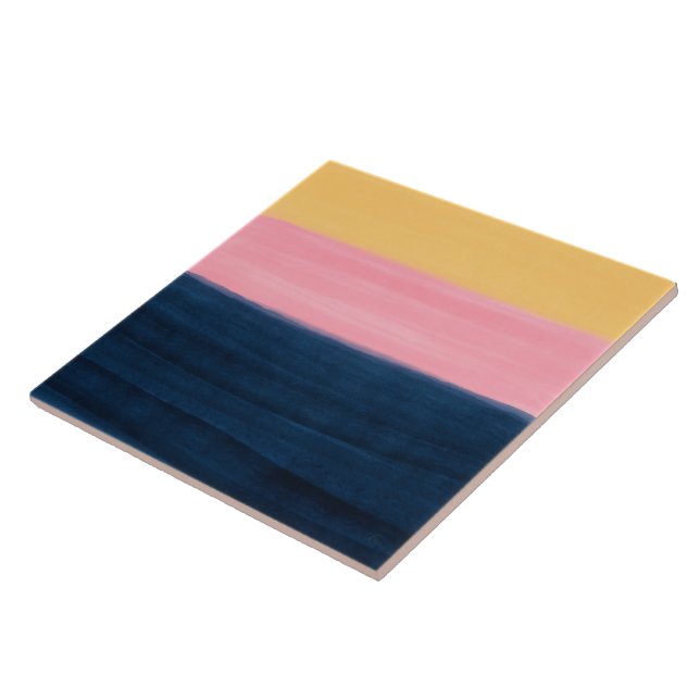 Summer Blue Pink Yellow Strokes Strikes Farbe Fliese (Seite)