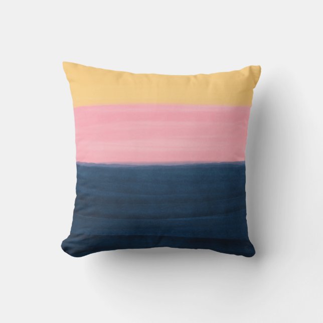 Summer Blue Pink Yellow Strokes Strikes Farbe Kissen (Vorderseite)