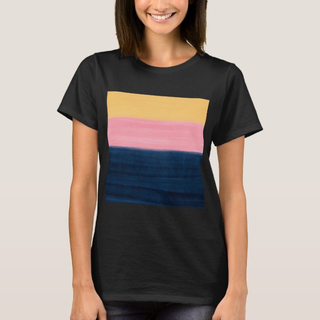Summer Blue Pink Yellow Strokes Strikes Farbe T-Shirt (Vorderseite)