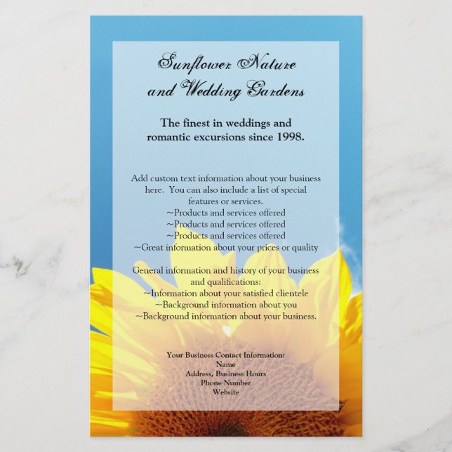 Summer Blue Sky mit gelber Sonnenblume Flyer (Vorne)