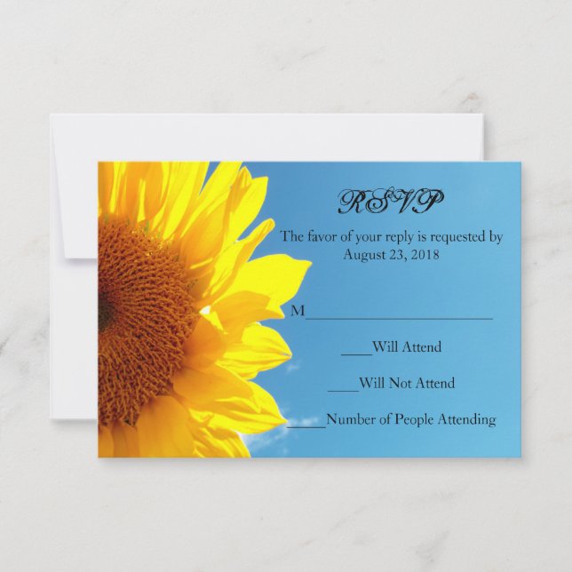 Summer Blue Sky mit gelber Sonnenblume RSVP Karte (Vorderseite)