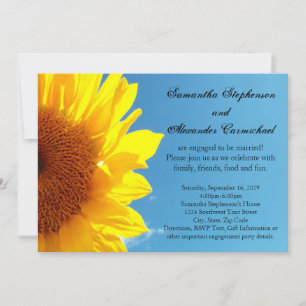 Summer Blue Sky, Yellow Sunflower Engagement Party Einladung