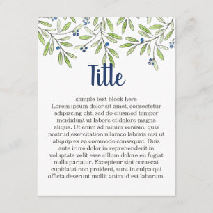 Summer Blueberry Foliage Anpassbare Beilage Card Begleitkarte