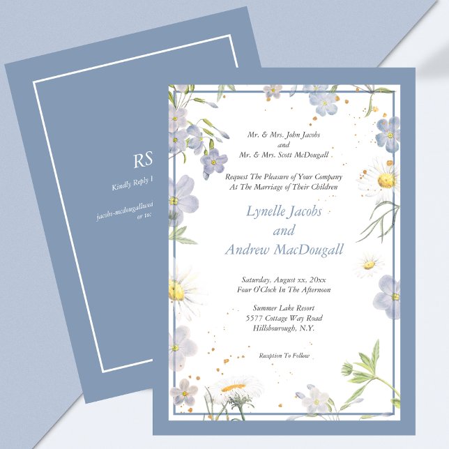 Summer Blume Blue Wedding mit UAWG Einladung (Summer Flowers Blue Wedding with RSVP Invitation)