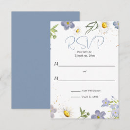 Summer Blume Blue Wedding RSVP Karte