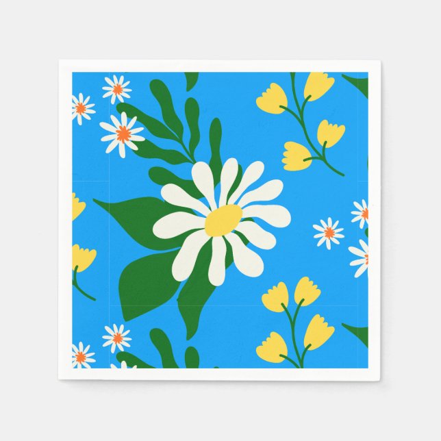 Summer Blume Bouquet auf Blue Serviette (Vorderseite)