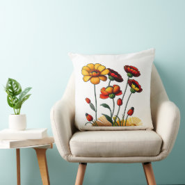 Summer Blume Cotton Throw Kissen