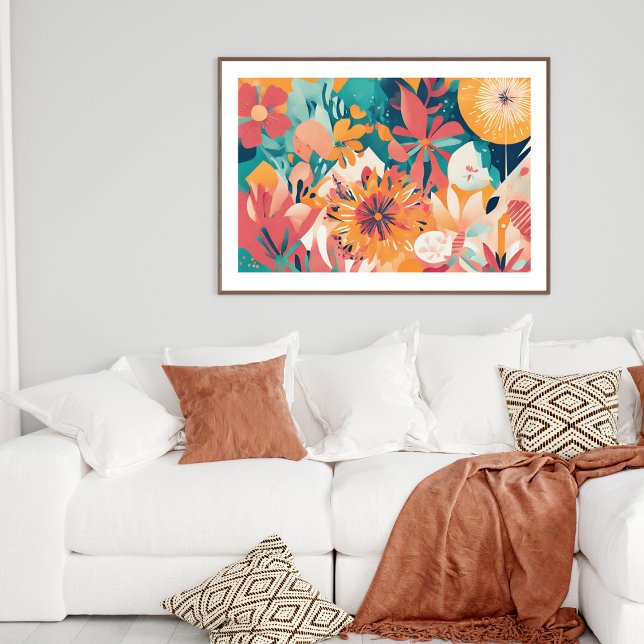 Summer Blume Elegantes Chic Modernes Poster (Summer Flower Elegant Chic Modern Art Poster)