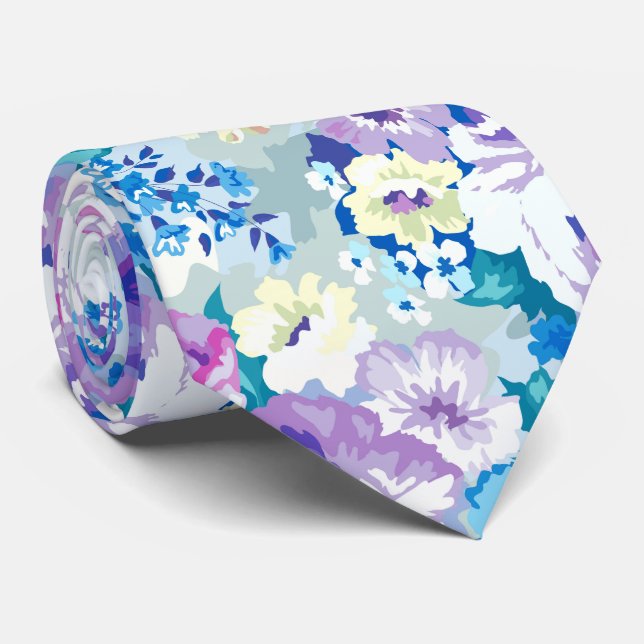 Summer Blume Pastel Wasserfarben Illustration Krawatte (Gerollt)