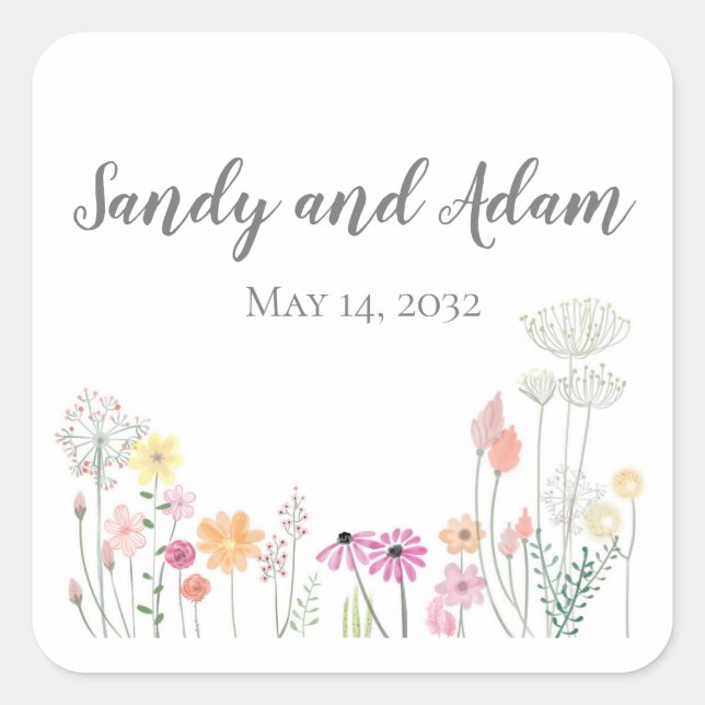 Summer Blume Personalisiert Square Stickers (Vorderseite)