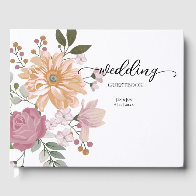 Summer Blume Wedding Guest Book Gästebuch (Vorderseite)
