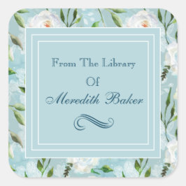 Summer Blush Lacy Floral Blooms Buchzeichen Quadratischer Aufkleber