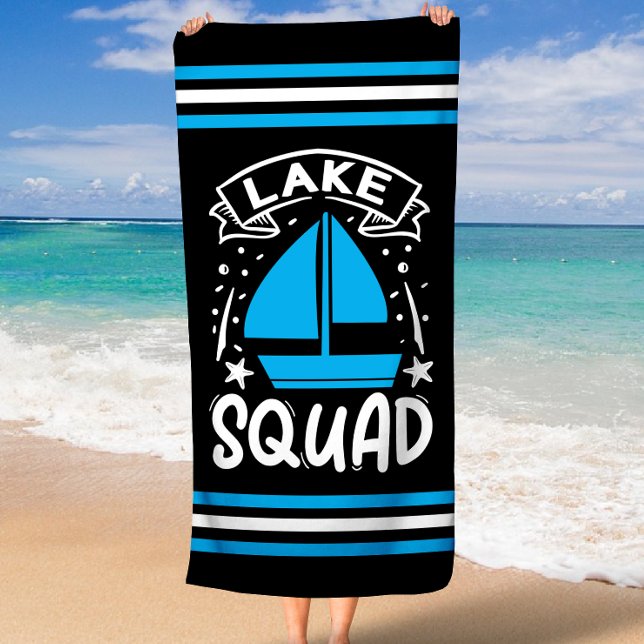 Summer Boat Lake Squad mit Strip Border Strandtuch (Summer Boat Lake Squad with Stripe Border Beach Towel)