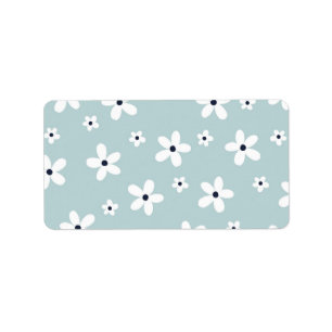 Summer Boho Blue White Daisy Blume Adressaufkleber