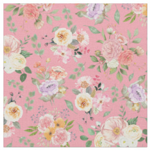 Summer Boho Floral auf Rose Pink Stoff