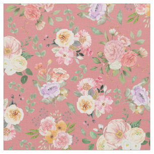 Summer Boho Floral auf Tulip Pink Stoff