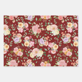 Summer Boho Floral on Barn Red Geschenkpapier Set