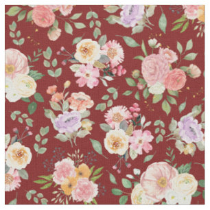 Summer Boho Floral on Barn Red Stoff