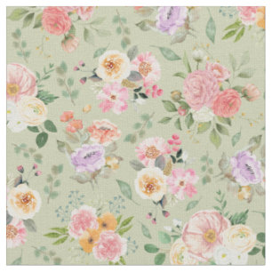 Summer Boho Floral on Gin Green Stoff