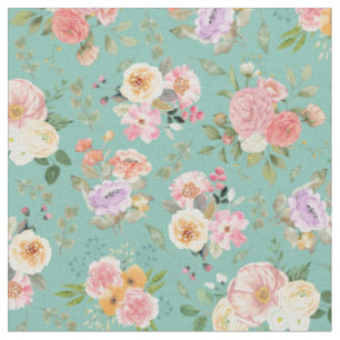Summer Boho Floral on Green Stoff