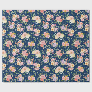 Summer Boho Floral on Navy Blue Geschenkpapier