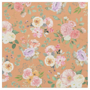 Summer Boho Floral on Orange Stoff