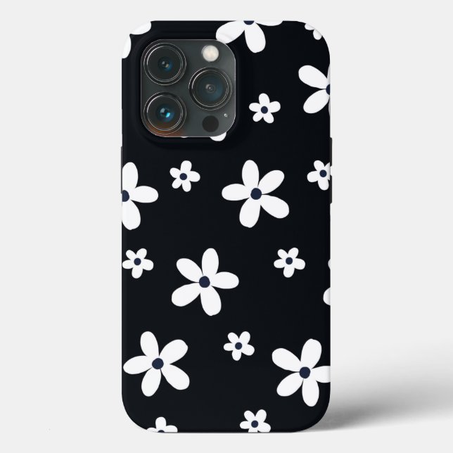 Summer Boho Schwarz-weiß Daisy Blume Case-Mate iPhone Hülle (Rückseite)