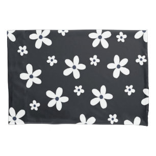 Summer Boho Schwarz-weiß Daisy Blume Kissenbezug