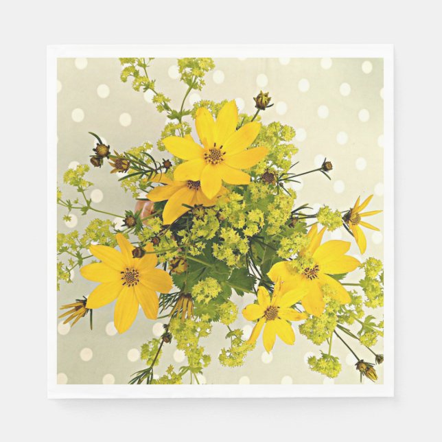 Summer Bouquet, Sunshine Yellow Flowers Serviette (Vorderseite)
