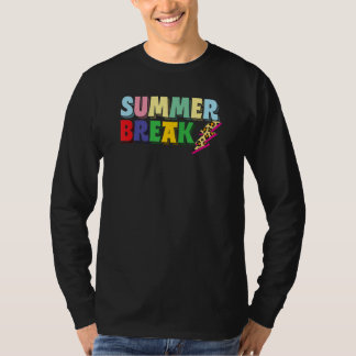 Summer Break Teacher Distressed Leopard Lightning  T-Shirt