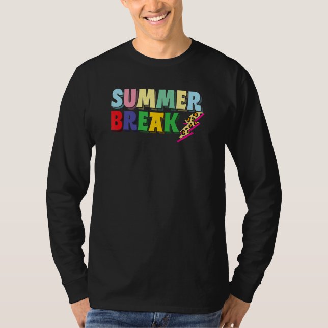 Summer Break Teacher Distressed Leopard Lightning  T-Shirt (Vorderseite)